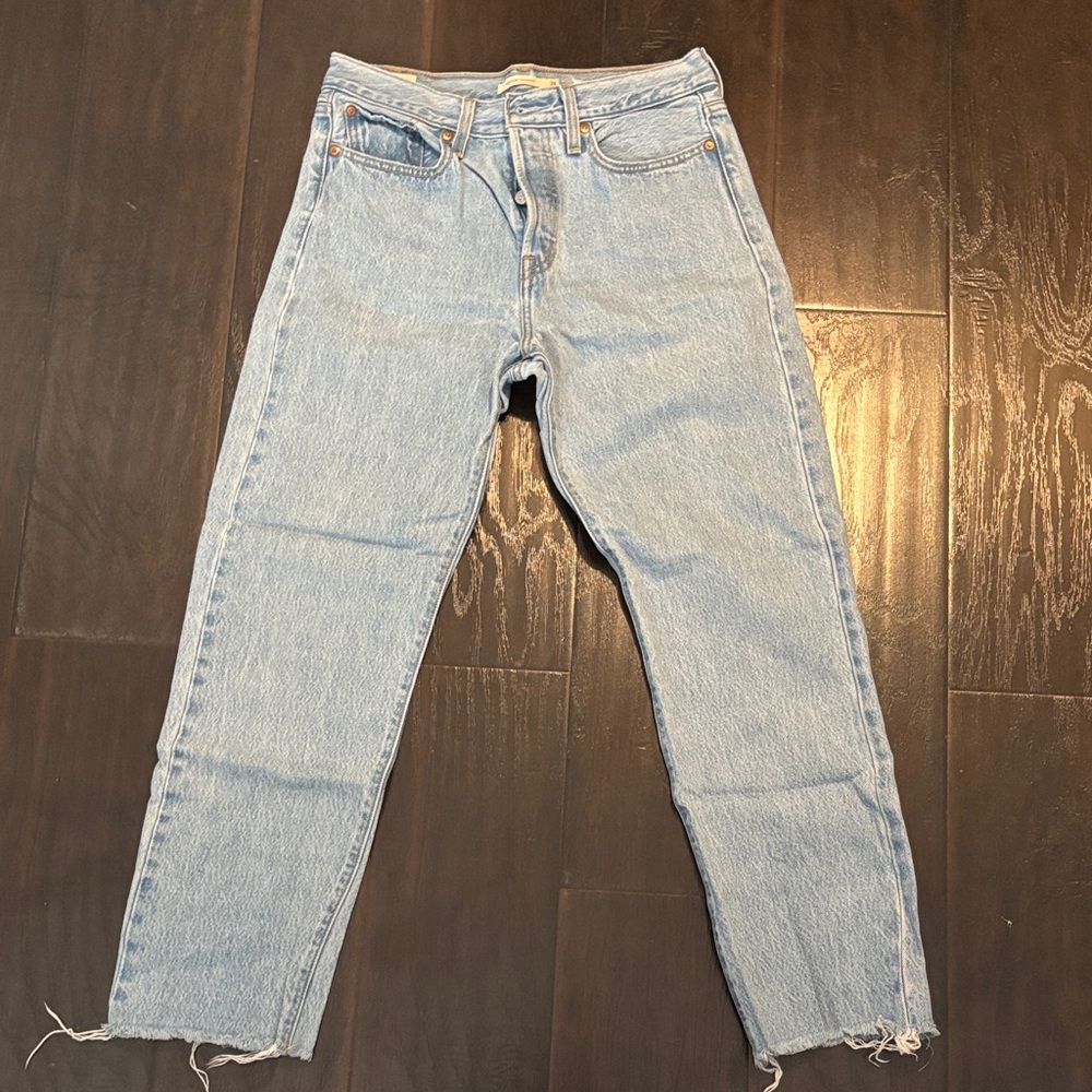 Stylish Light Blue Straight Leg Jeans